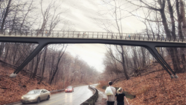 Artistic Rendering of bridge from Rosedale Valley Road looking east