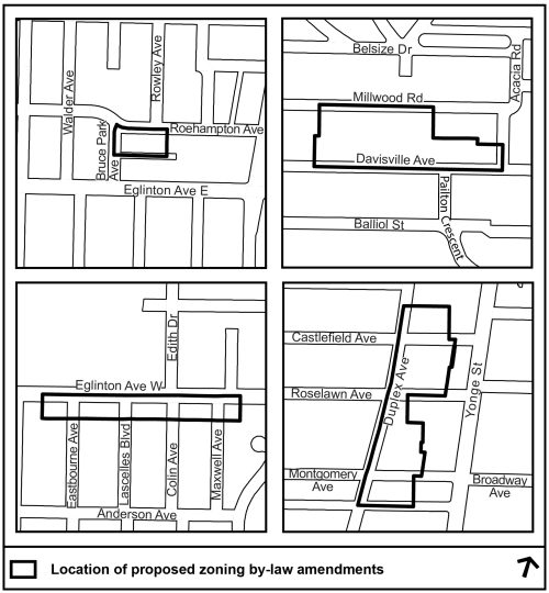 A map showing the general location of the proposed zoning by-law amendments in Midtown