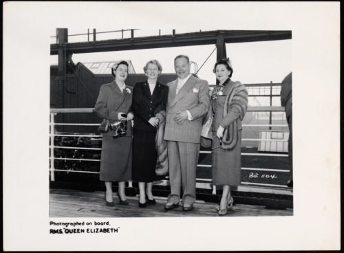 Photograph depicting Mayor Lamport and family on deck of ship