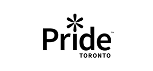 Black and white logo of Pride Toronto