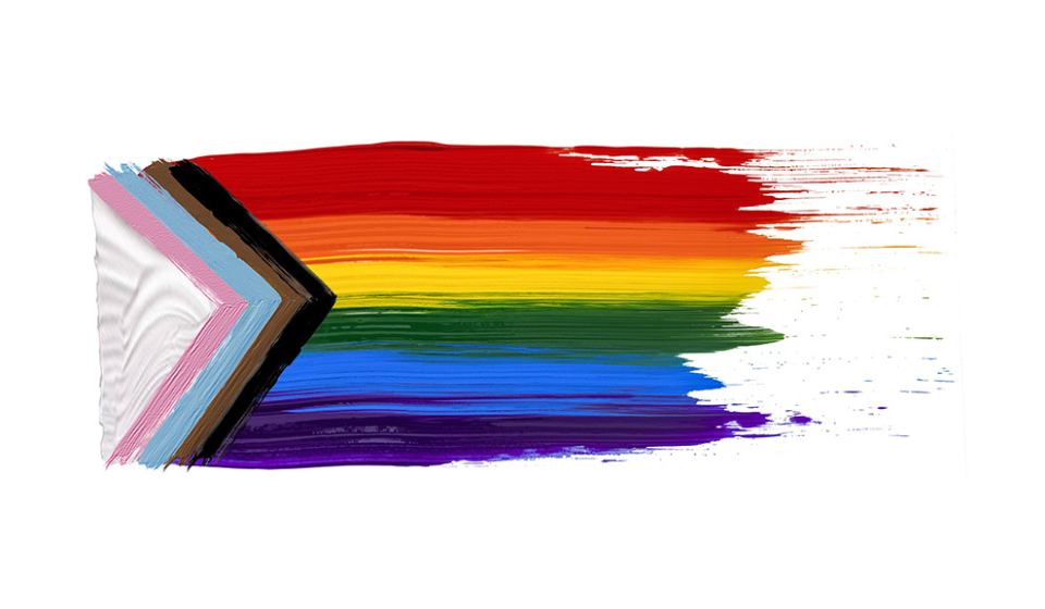 Progress Pride flag in paint strokes