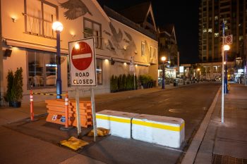Traffic safety equipment closes road