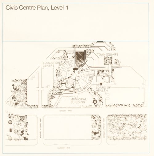 Image depicts architectural plan of Scarborough Civic Centre site