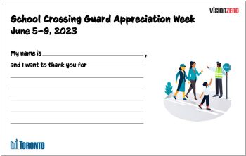 School Crossing Guard Appreciation Week Postcard for print that allows you to enter your name and let the school guard know what you would like to thank them about. 