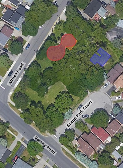 Aerial map view of proposed new playground location