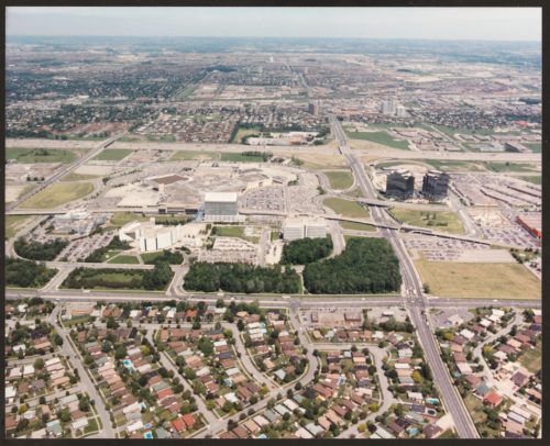 Image depicts oblique aerial view of Scarborough Civic Centre taken from aircraft