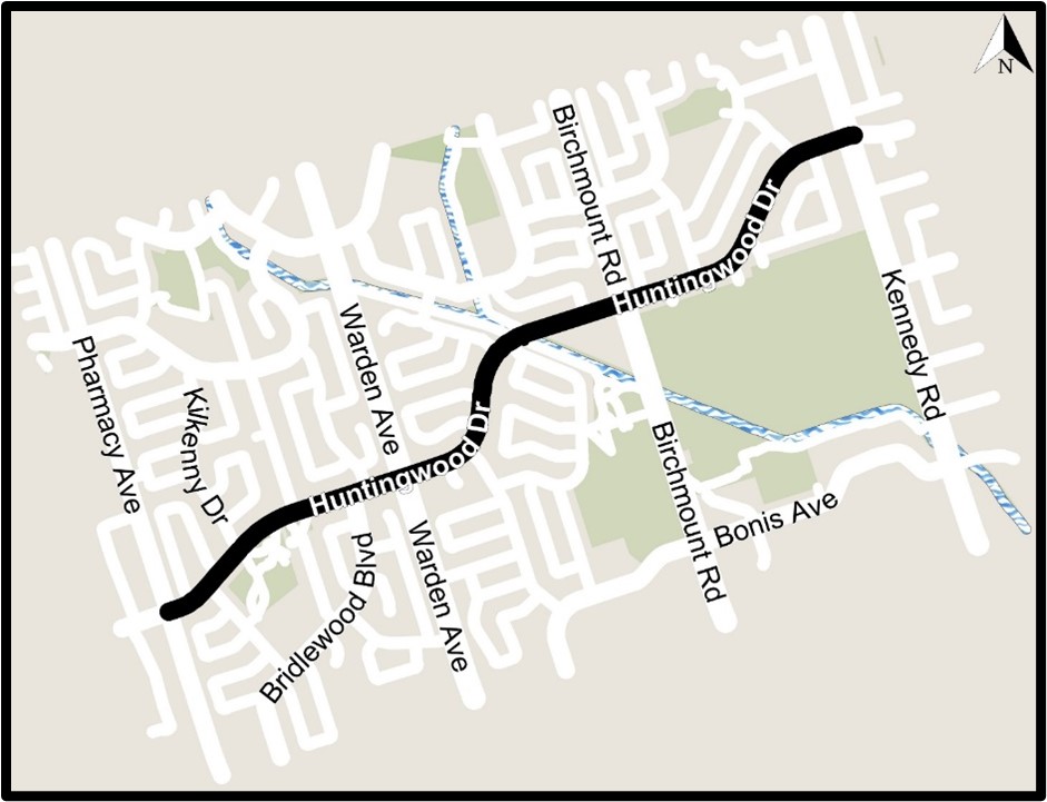 Map of Huntingwood Drive Road Rehabilitation project