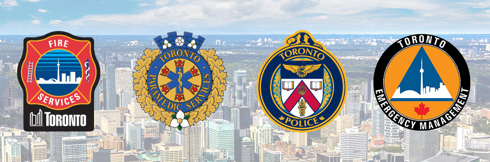 Logos of Fire Services, Toronto Paramedic Services, Toronto Police and Toronto Emergency Management