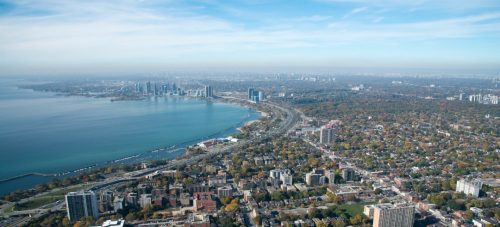 Western view of Toronto’s western waterfront, specifically Western Beaches area