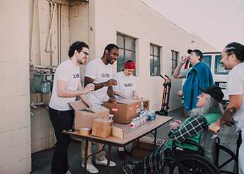 Volunteers donating goods
