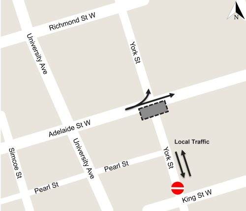 Map of Adelaide Street West and York Street Intersection