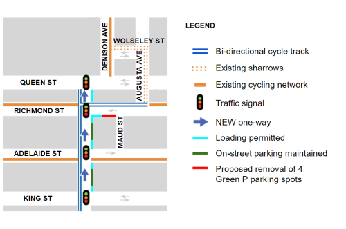 Map of proposed changes from Queen Street to King Street