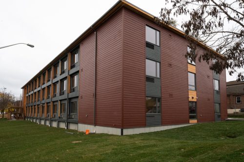 Exterior of modular housing building at 540 Cedarvale Ave.