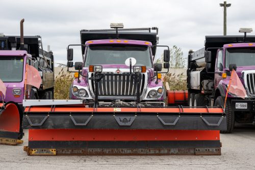 front of a snowplow looking head on