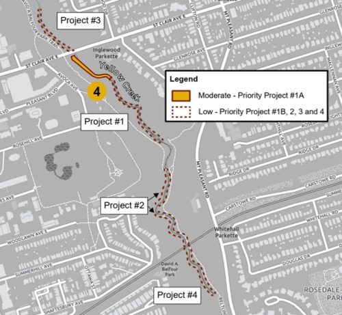 Map image identifying four project areas.