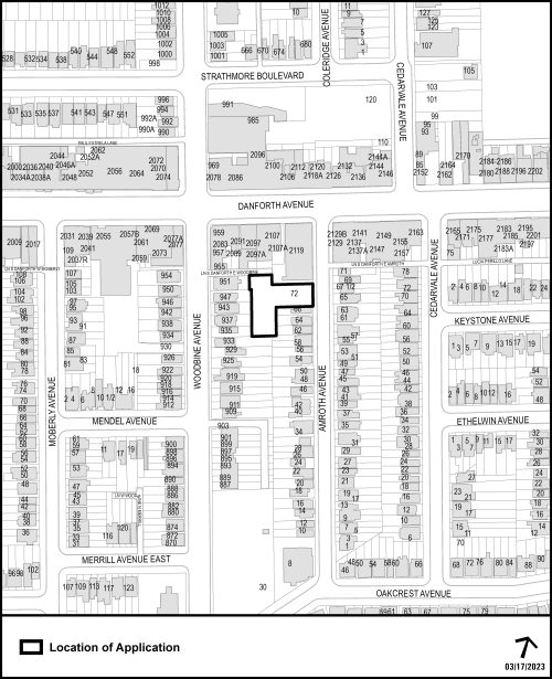 Site Context Map for 72 Amroth Avenue.