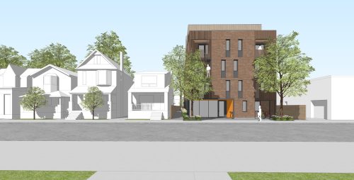 An elevation of the preliminary massing created for the site at 72 Amroth Avenue.