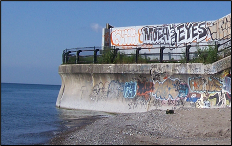 Example of a concrete seawall