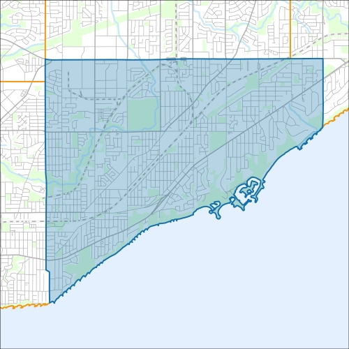 A map of the ward Scarborough Southwest within the City of Toronto