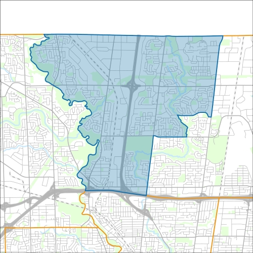 A map of the ward Humber River-Black Creek within the City of Toronto