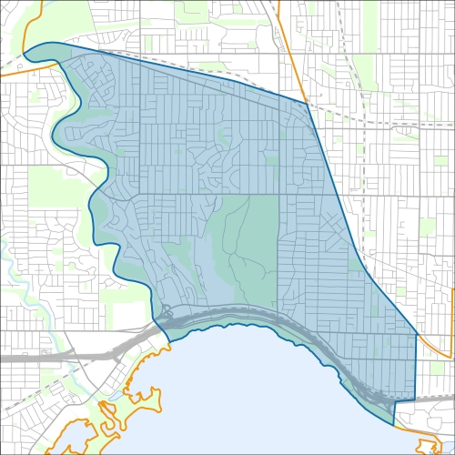 A map of the ward Parkdale-High Park within the City of Toronto