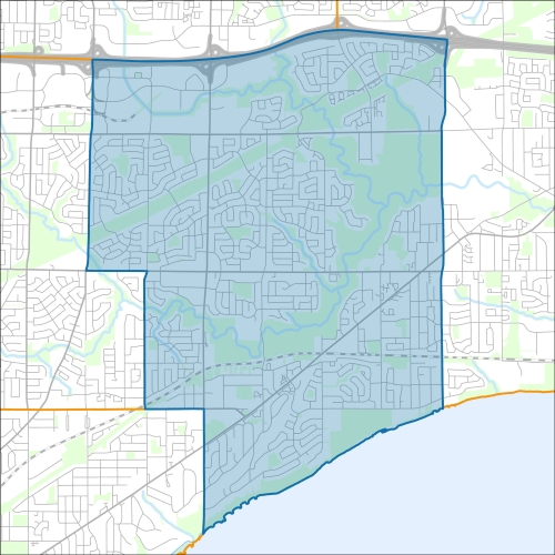 A map of the ward Scarborough-Guildwood within the City of Toronto