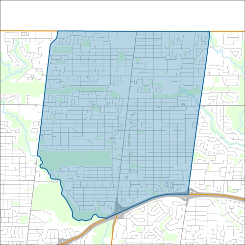 A map of the ward Willowdale within the City of Toronto