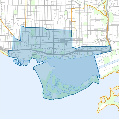 A map of the ward Spadina-Fort York within the City of Toronto