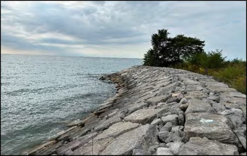 Example of an armourstone revetment along the shoreline