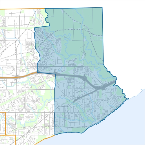 A map of the ward Scarborough-Rouge Park within the City of Toronto