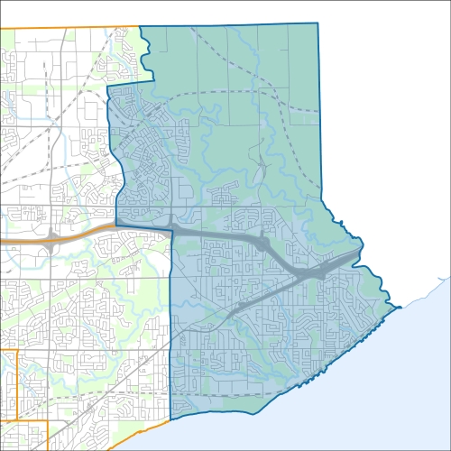 A map of the ward Scarborough-Rouge Park within the City of Toronto