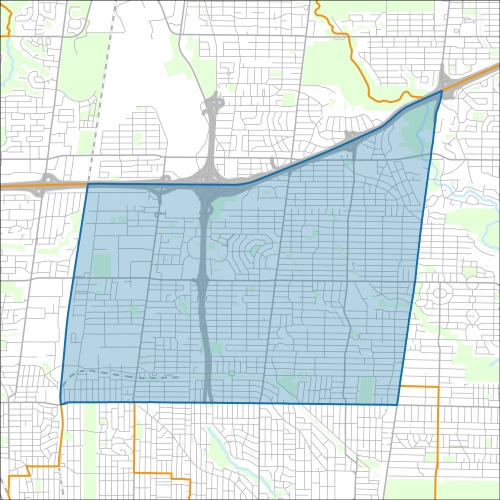 A map of the ward Eglinton-Lawrence within the City of Toronto