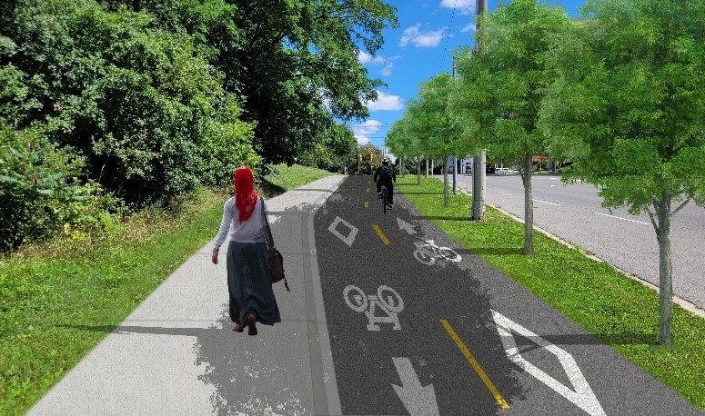 An artist's rendering of the proposed Multiuse Trail on Burnhamthorpe Road 