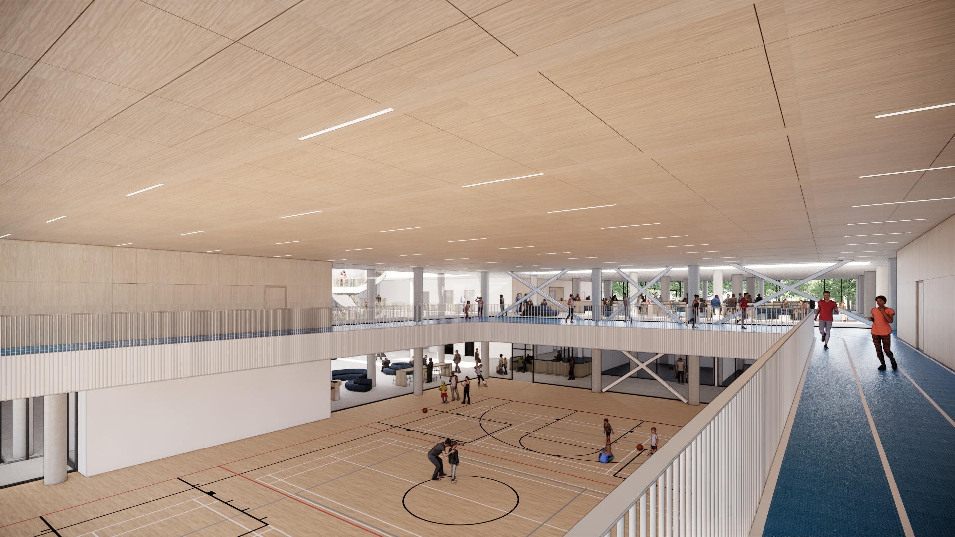 Rendering view of the recreation area in the Etobicoke Civic Centre