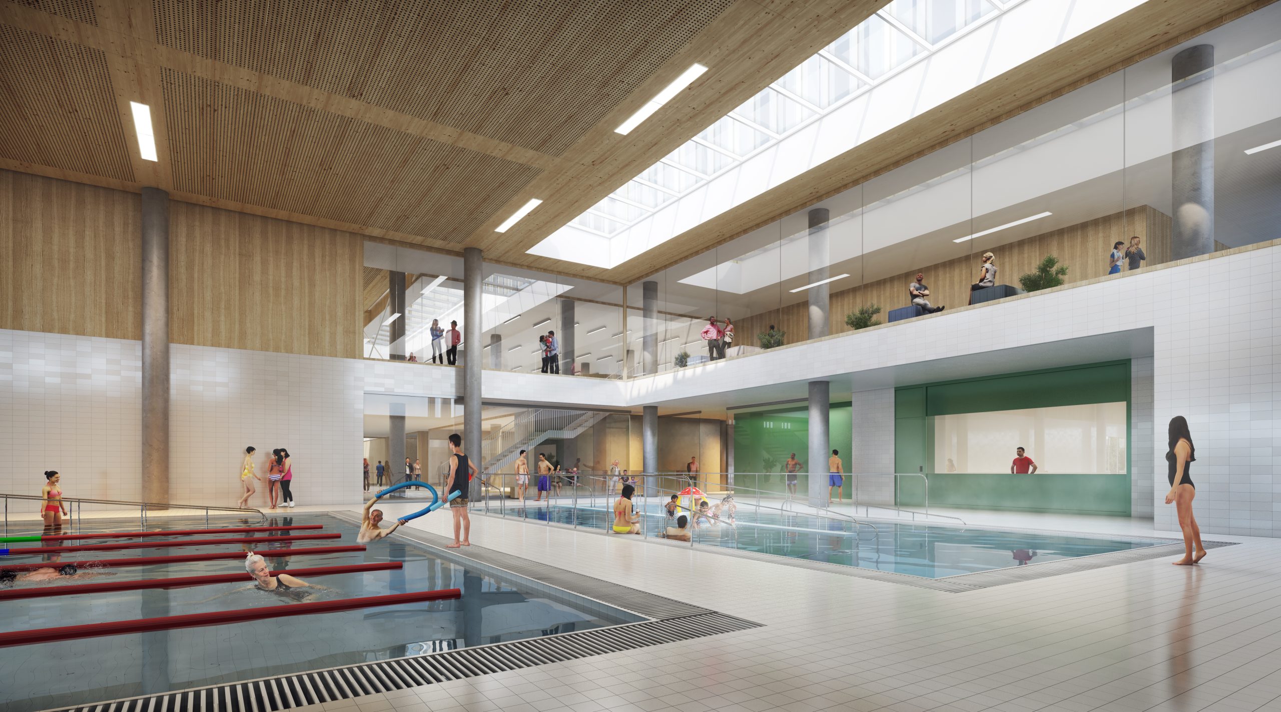 Rendering view of the pool area in the Etobicoke Civic Centre.