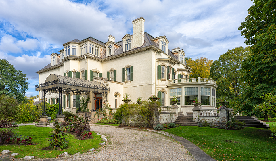 Exterior view of historic manor house