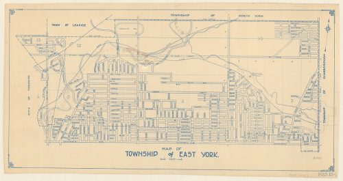 Item depicts copy of printed street map of East York