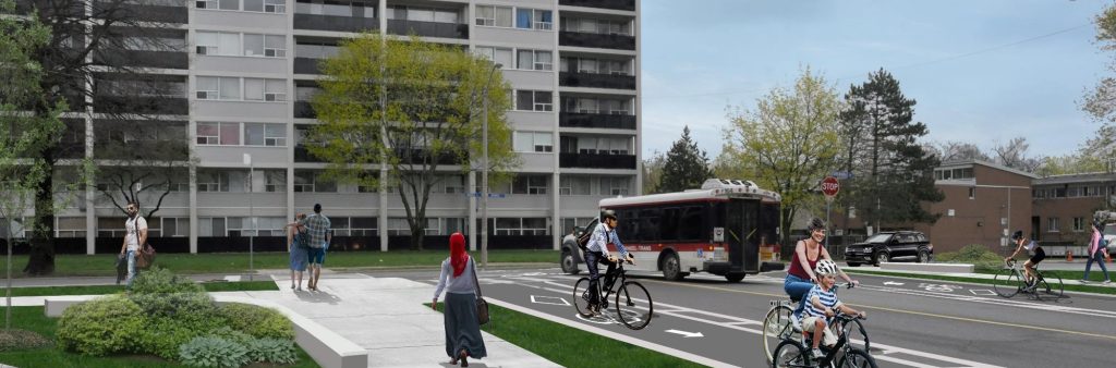 Photograph displays a rendering of the intersection improvements at Deauville Lane and Grenoble Drive