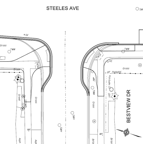 Curb extension at Steeles Ave E and Bestview Ave