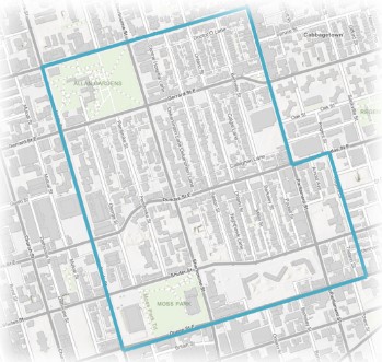 Map of the Dundas Sherbourne Revitalization Plan Boundaries