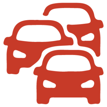 A red icon depicting three cars.