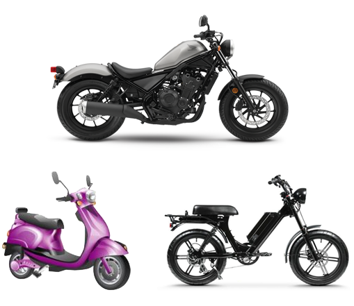 Image of motorcycle, Power-assisted E-bike and power assisted motorcycle