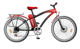Image of a red Electric power assist bicycle that require some muscular power