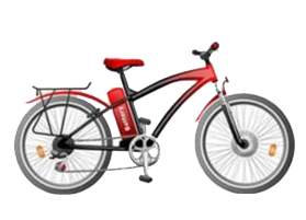 Image of a red Electric power assist bicycle that require some muscular power