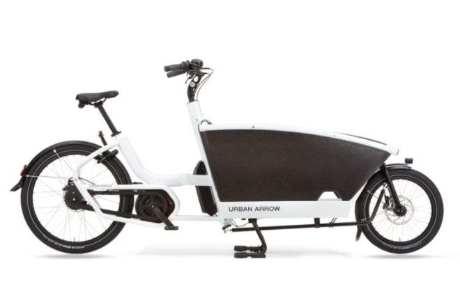 Image of a black and white Electric power assist tricycle that require some muscular power 