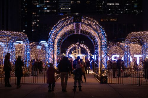 People viewing lights.