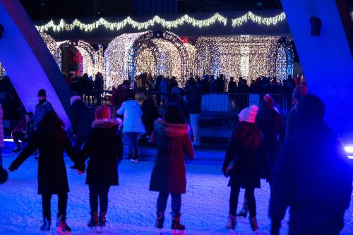 People looking at lights.