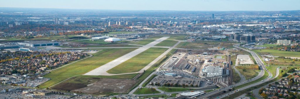 Aerial photo of Downsview lands facing North from Wilson Avenue