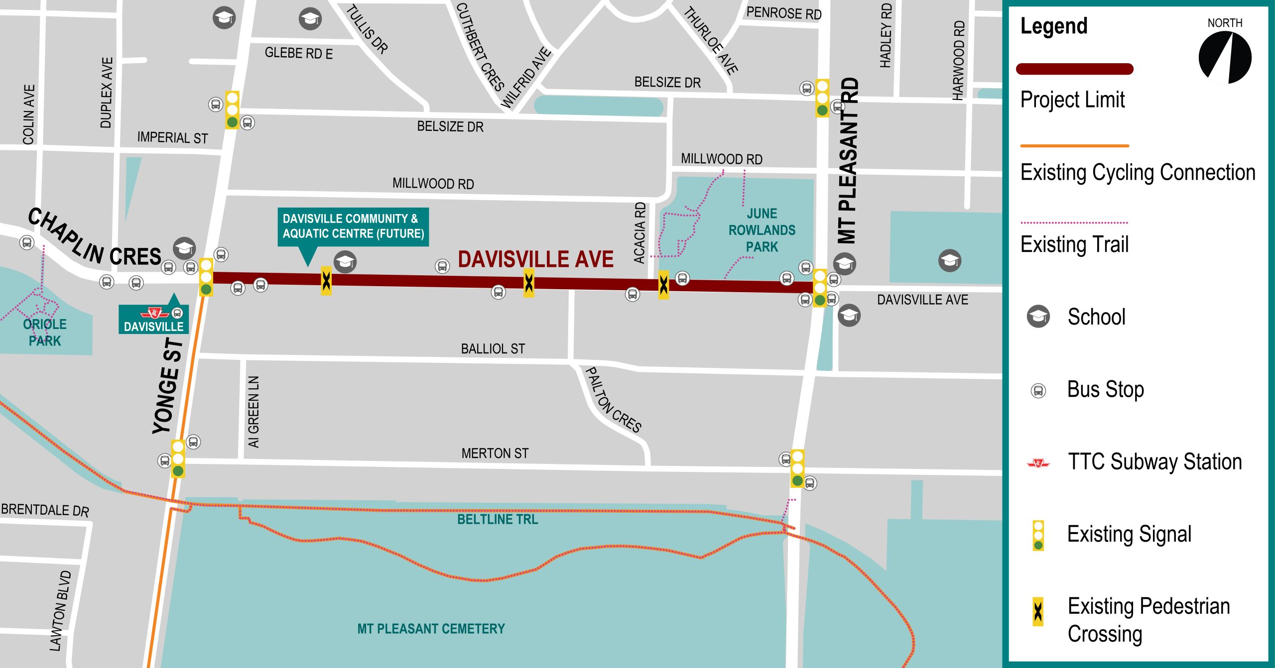 Project map for the Davisville area for the Complete Street project.