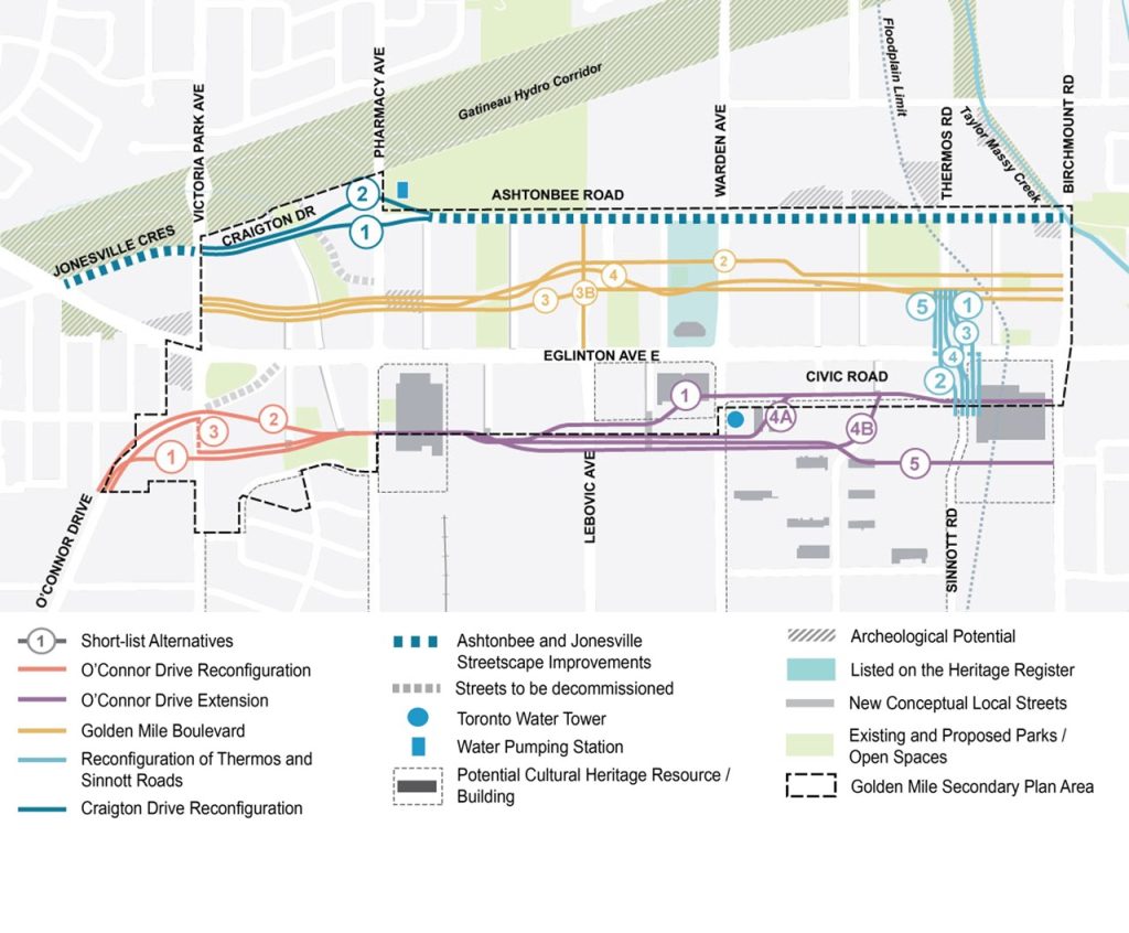The map identifies all short-listed alternative alignments. There are 17 short-listed alternative alignments.